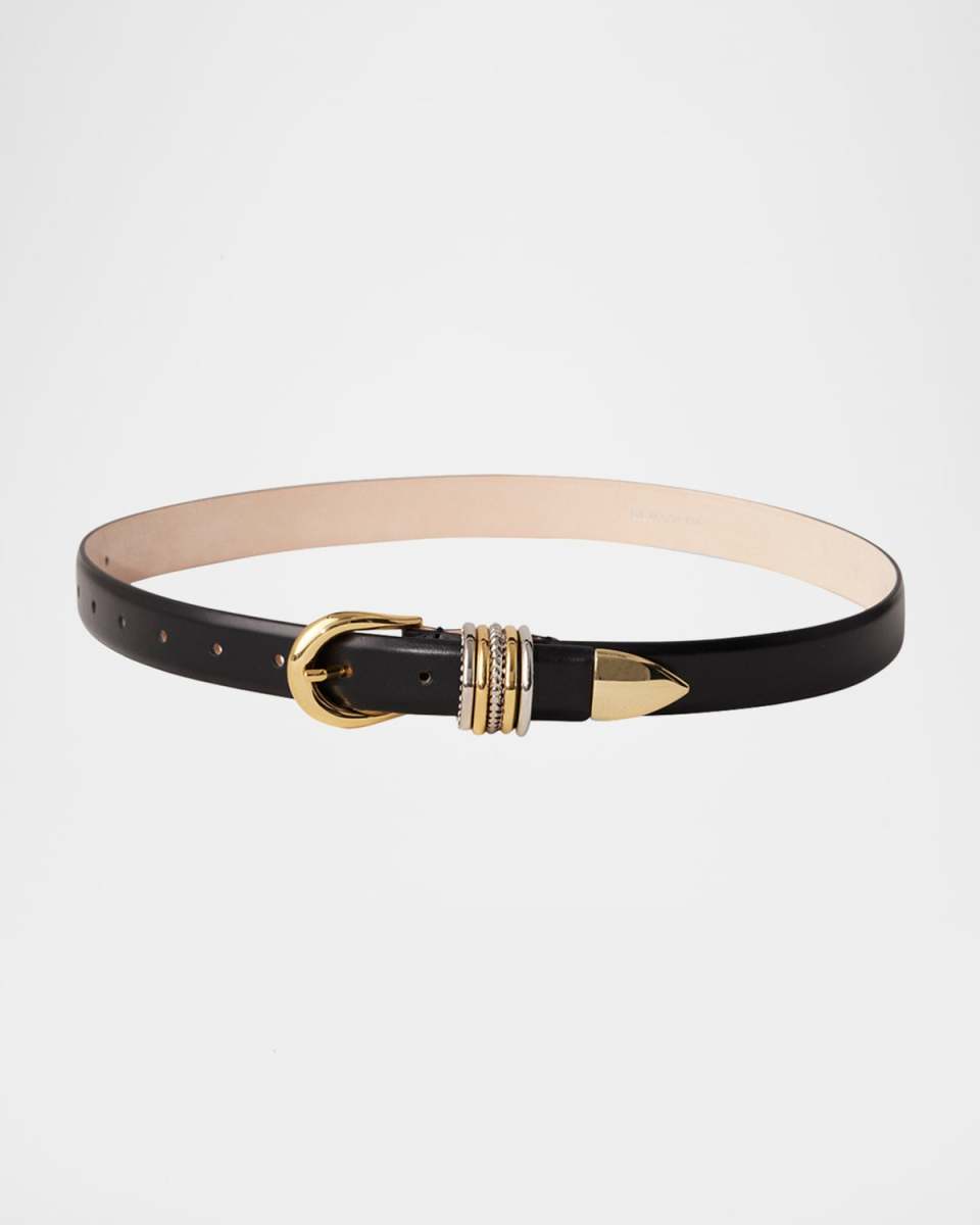 Hollyhock Embellished Leather Belt